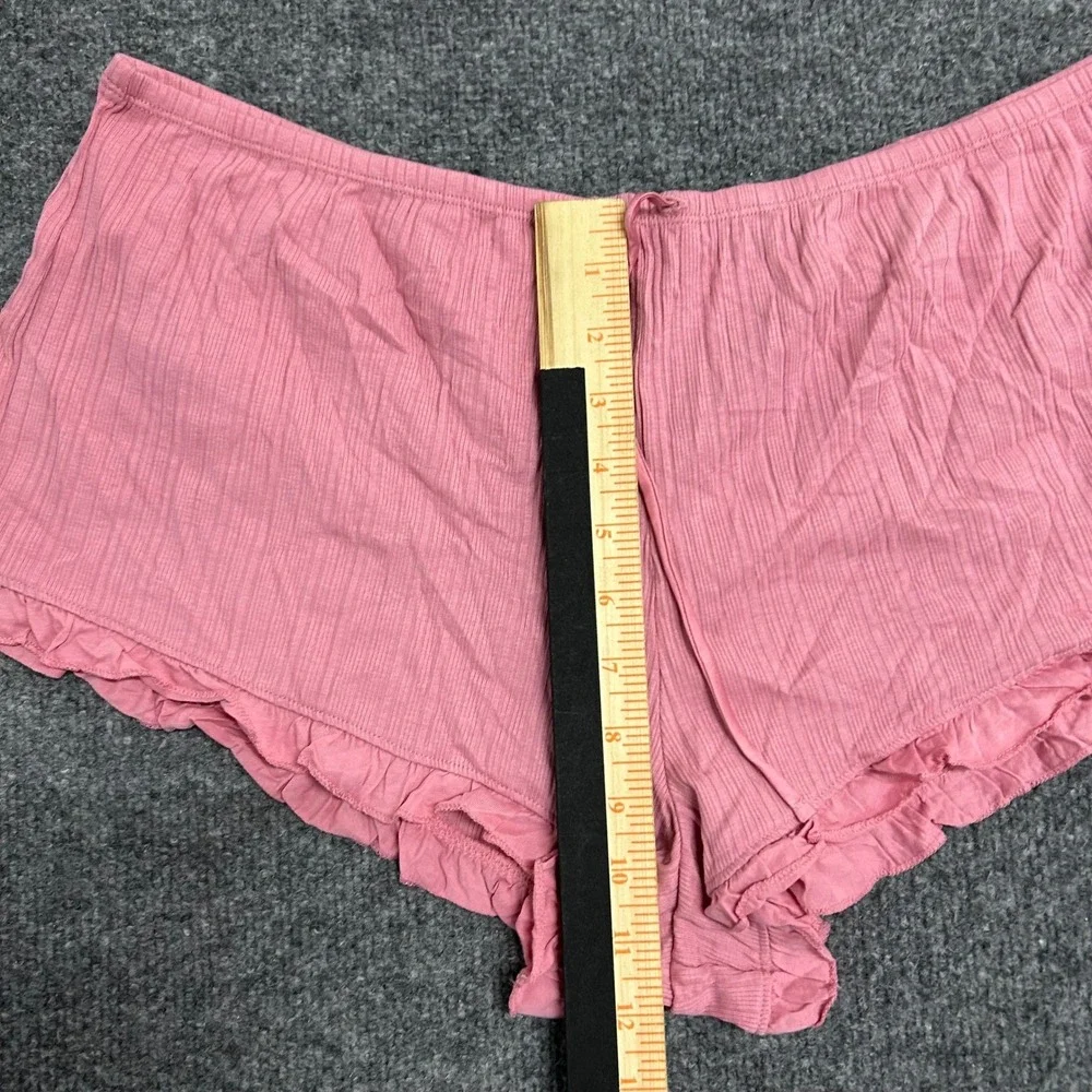 Victoria's Secret Pajama Shorts Womens XL Pink Ribbed Ruffle Trim Modal Cotton